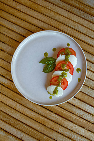 caprese salad on a serving plate