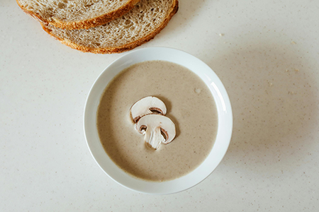 a bowl of mushroom soup